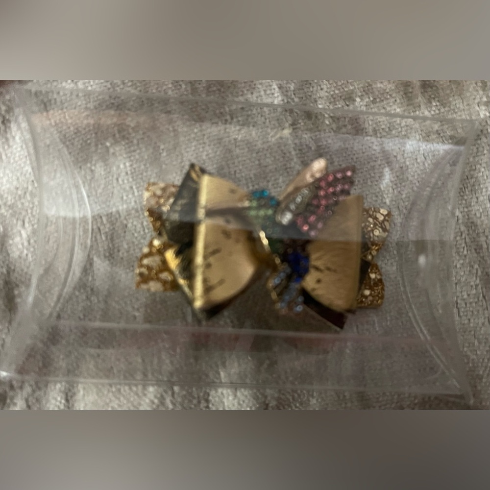 Gold & Black Hair Bow | Rhinestone | Hummingbird | Kids & Pets | New